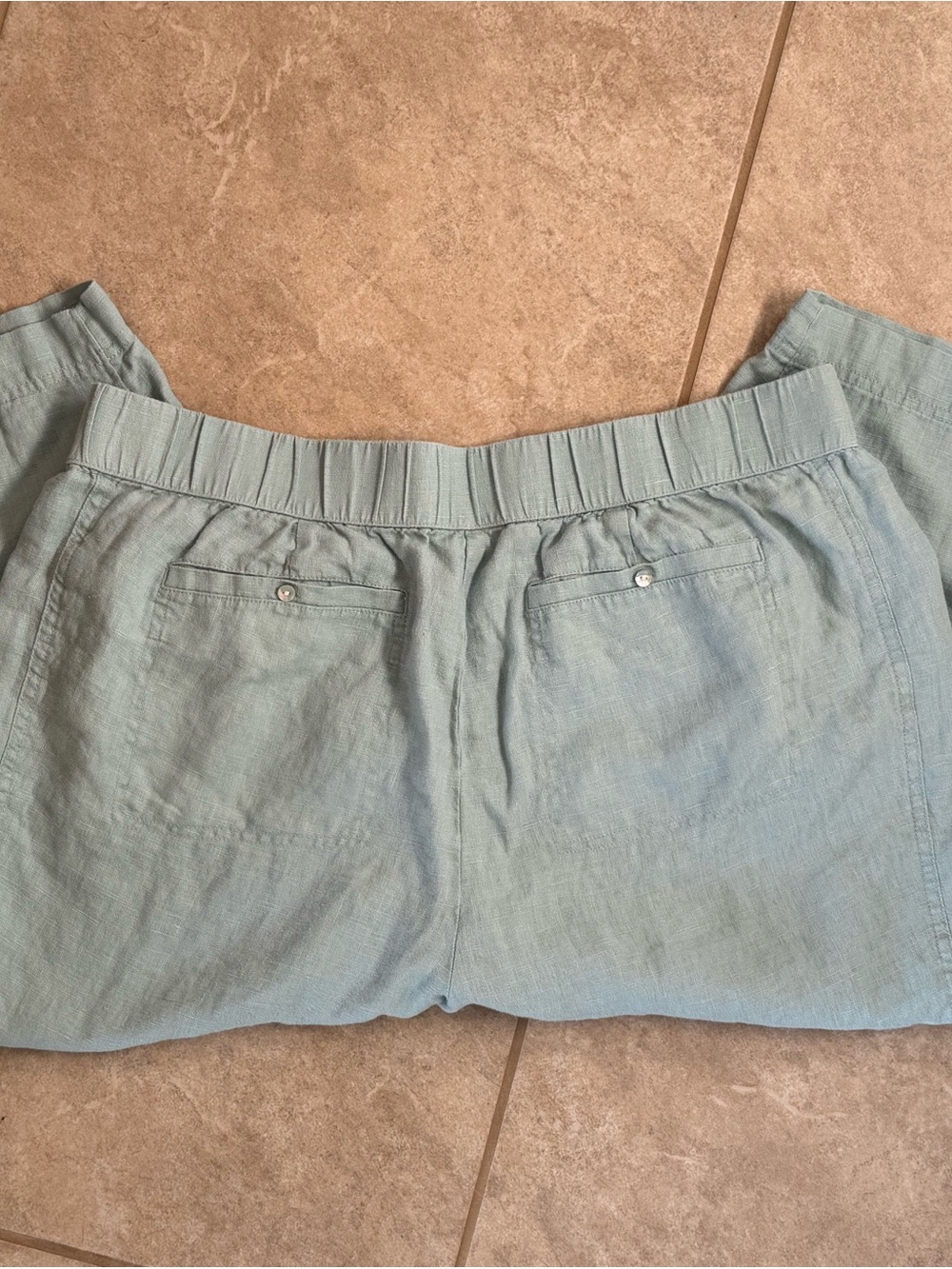 Pure Jill Linen Pull On Pants Womens XL Petite Light Blue Elastic Waist Casual - Picture 4 of 9